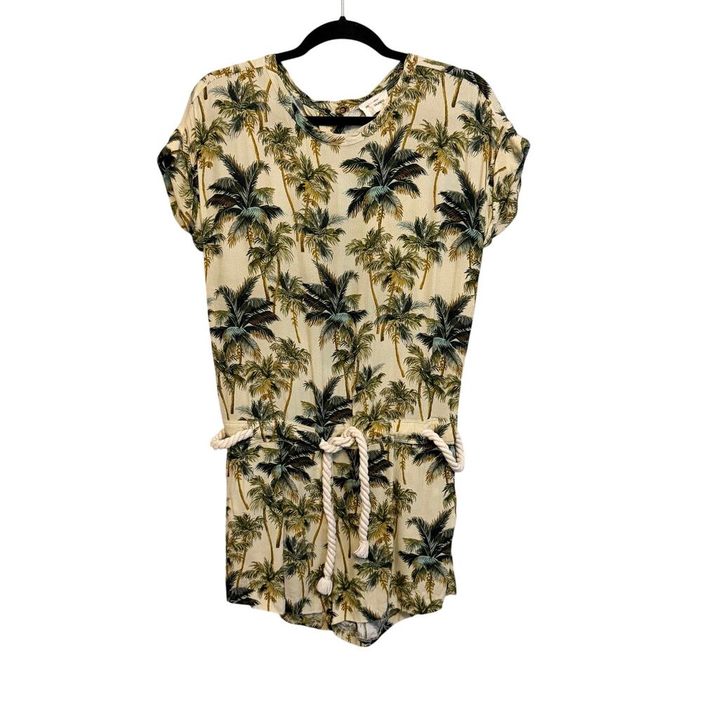 My Sunday Morning Romper M/L Green Beach Tropical Palm Tree Summer Vacation Boho - Picture 2 of 11